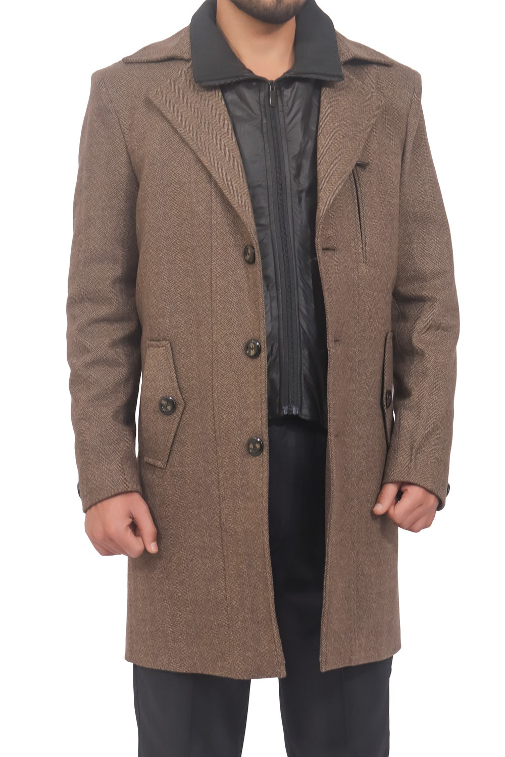 Refined Sophistication: Heritage Tweed Trench Jacket for Men