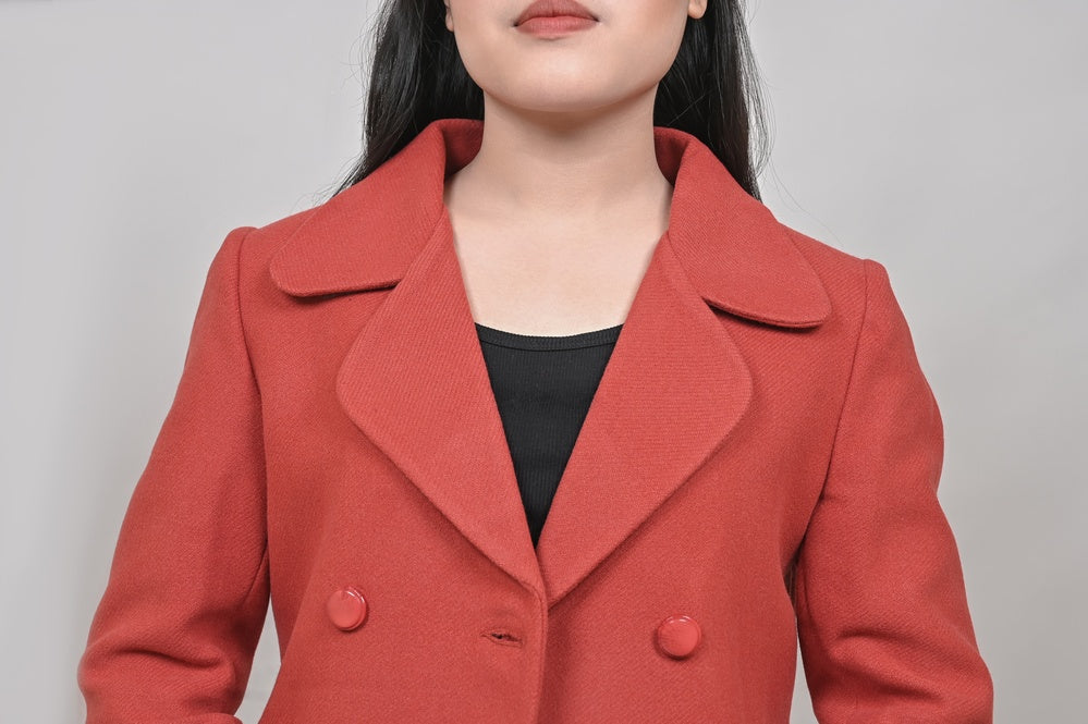 The Lifestyle Co Women Double Breasted Spread Collar Peacoat