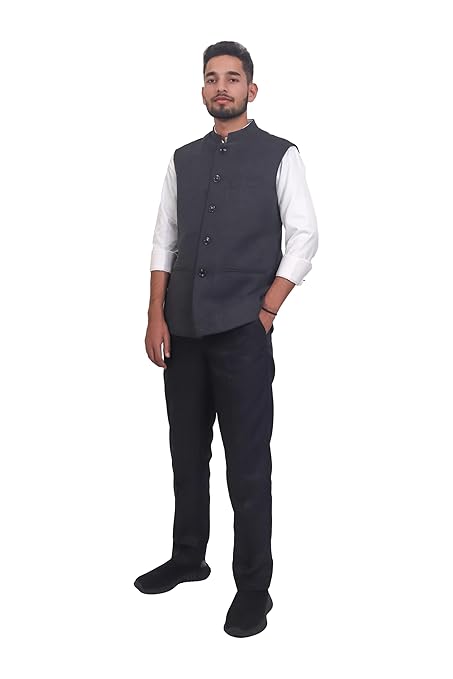 Timeless Elegance: Classic Charcoal Nehru Jacket for Men