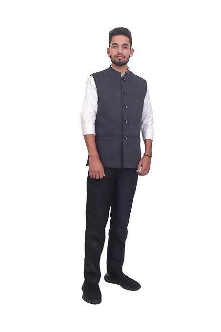 Timeless Elegance: Classic Charcoal Nehru Jacket for Men