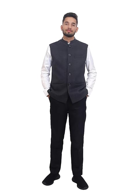 Timeless Elegance: Classic Charcoal Nehru Jacket for Men