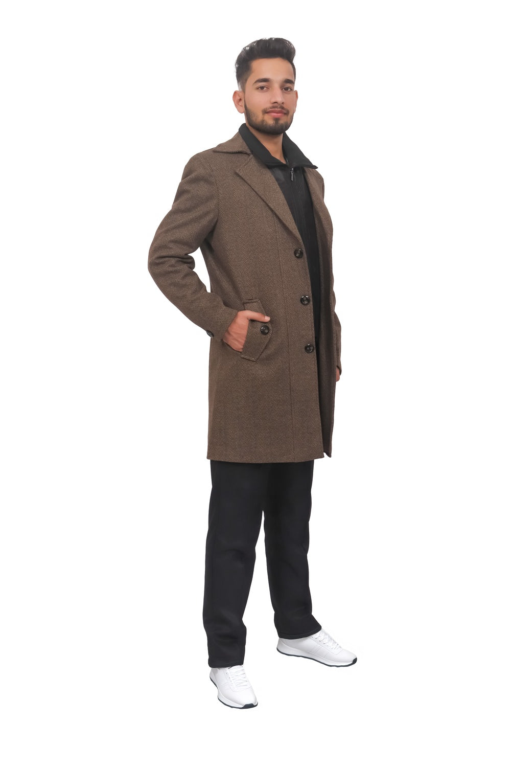 Refined Sophistication: Heritage Tweed Trench Jacket for Men