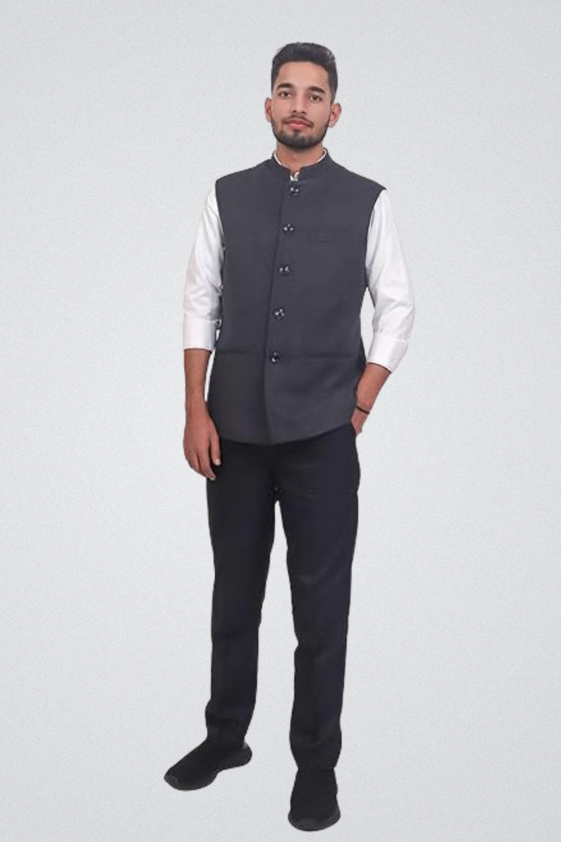 Timeless Elegance: Classic Charcoal Nehru Jacket for Men