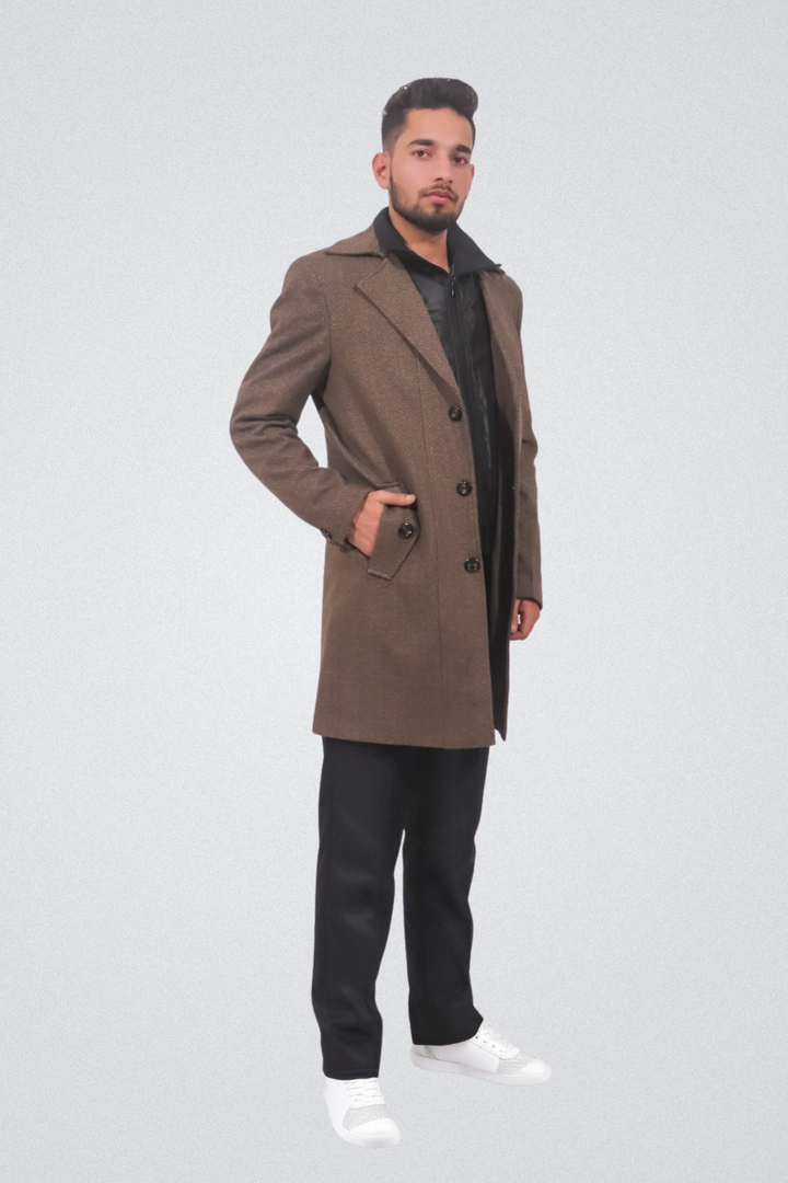 Refined Sophistication: Heritage Tweed Trench Jacket for Men